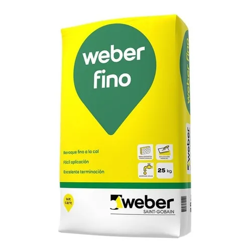 Revoque Fino Interiores Weber A La Cal 25 K Terminaciones Mm