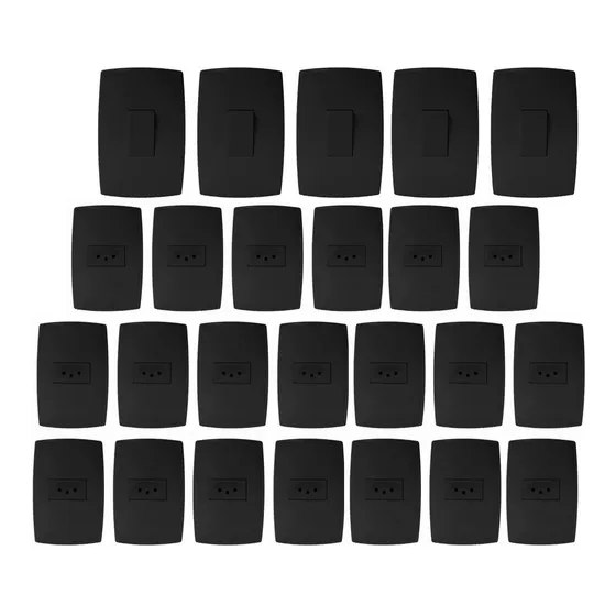20 Tomadas + 5 Interruptor Modular Casa Completa Home Preta