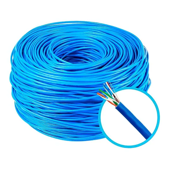 Cabo De Rede (cftv) 4x24 Awg Cobre Cat5-e Antichama 100m Cor Azul
