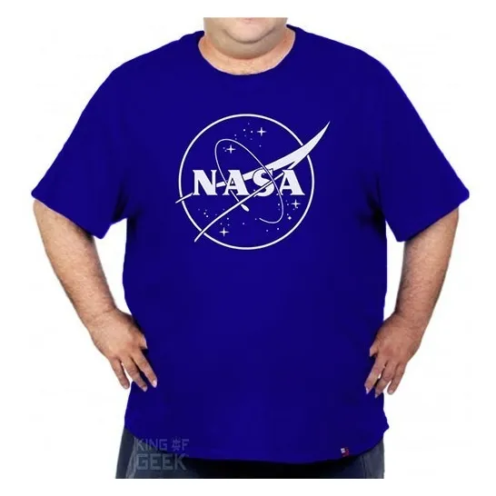 Camiseta Plus Size Nasa Logo Astronomia Tecnologia Nerd Geek