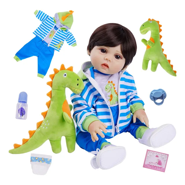Bebê Reborn Dinossauros Menino Boneco Realista 100% Silicone