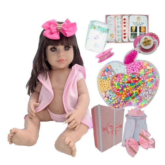 Boneca Bebê Reborn Promoção Completo Kit Micangas Acessorios
