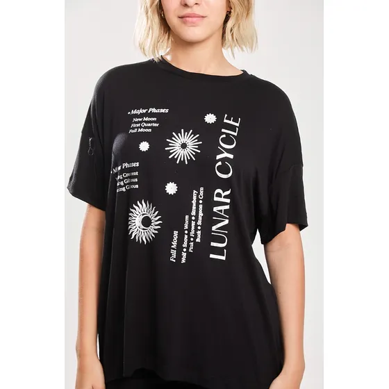 Remera Manga Corta Oversize Negro Koxis Mujer