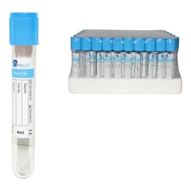 Tubos De Examen Plástico 4ml(13x75mm) Tapa Celeste Gratis En