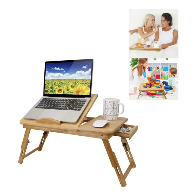 Mesa Portatil Bandeja Cama Madera Notebook Desayuno 2en1