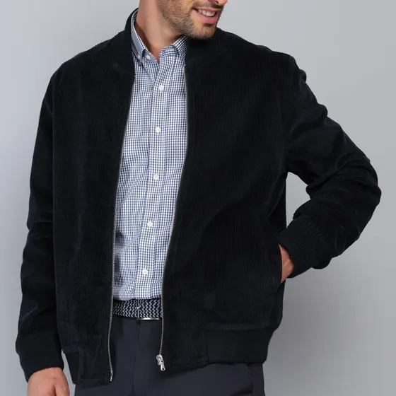 Chaqueta Bomber Cotelé Regular Fit Azul Marino Piero Butti P