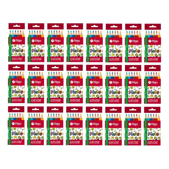 Lapices Filgo Pinto Mini Cortos X 6 Colores Pack X 25 Unidad
