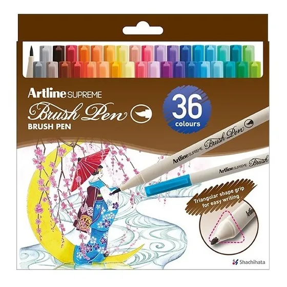 Marcadores Artline Supreme Pincel Punta Fina Set X 36