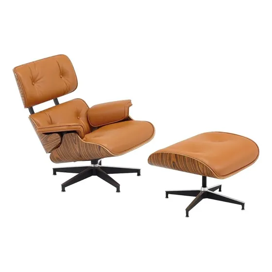 Butaca Diseño Eames Lounge Otomano Sillon Poltrona Lcm Color Marrón Claro