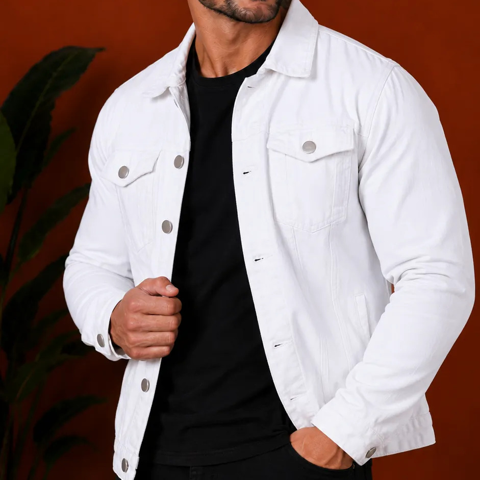 Jaqueta Masculina Jeans Sarja Slim Fit Coloridas Versátil