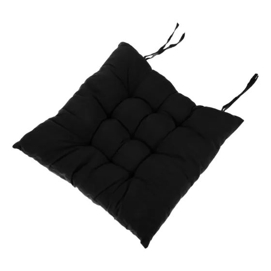 Elegante Cojin Cuadrado Unicolor Para Silla Color Negro