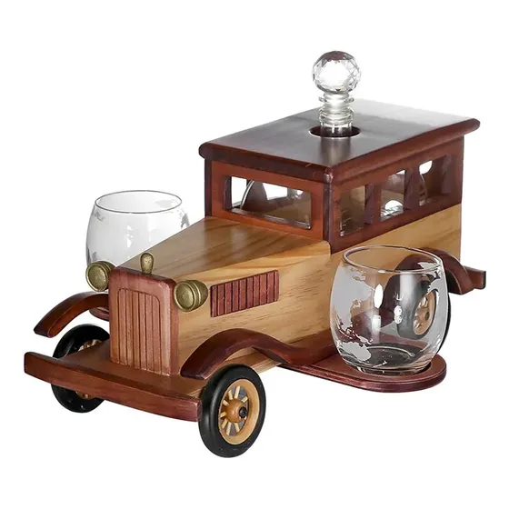 Decantador De Whisky Licor Botella Y 2 Vasos Auto Cachila