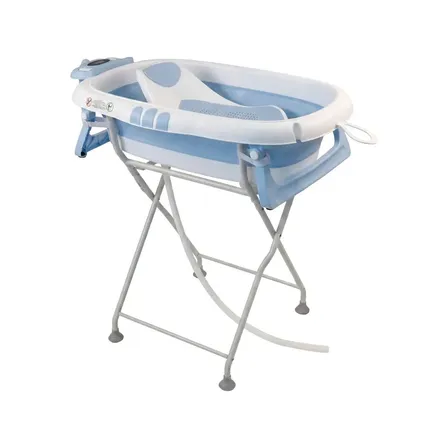 Banheira Bebê Dobrável Com Suporte Redutor Assento E Termômetro Embutido Até 20kg Melon Maxi Baby - Azul