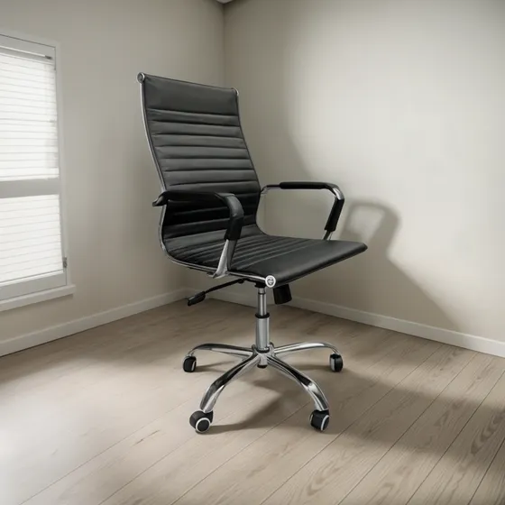 Cadeira Ergonômica Preta Escritório Presidente Diretor Couro