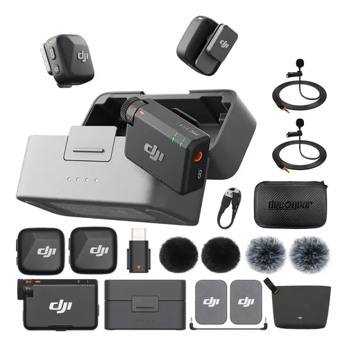 Microfone Dji Mic 3 - Padrão (2 Tx + 1 Rx + Case Carregador) Preto