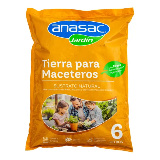 Anasac Tierra Natural Para Maceteros Y Jardineras 6 Lts