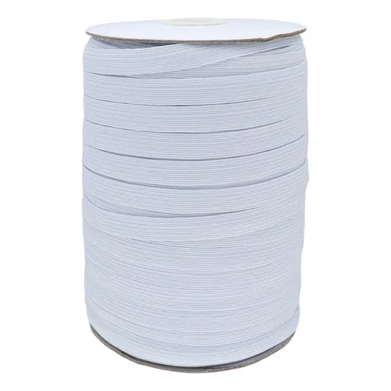Elástico Poliéster Trenzado Ligas Color Blanco 10 Mm 100mts