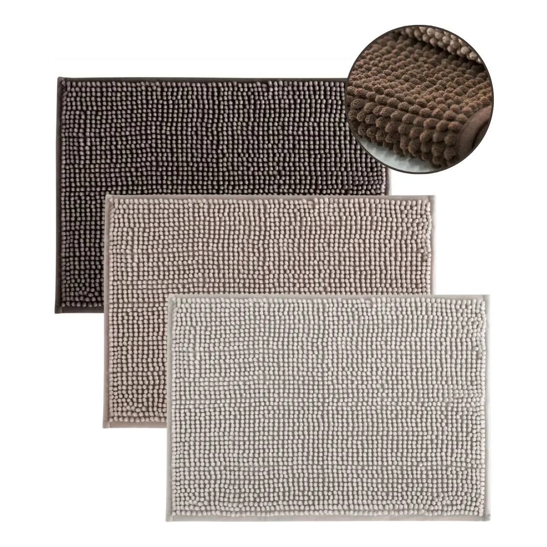 Kit 3 Tapetes De Banheiro Microfibra Bolinha Antiderrepante Cor Sortido Kit 3 Tapetes De Banheiro Microfibra Bolinha Antiderrepante Cor Sortido