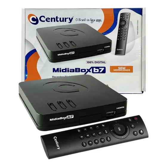 Receptor Midiabox B5+ Century Pega Sinal Banda C Cor Preto