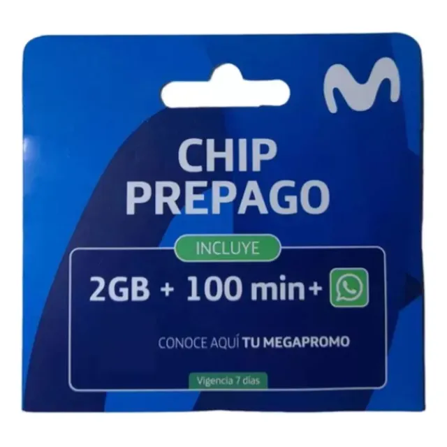 Chip Prepago Movistar  2 Gb + 100 Minutos