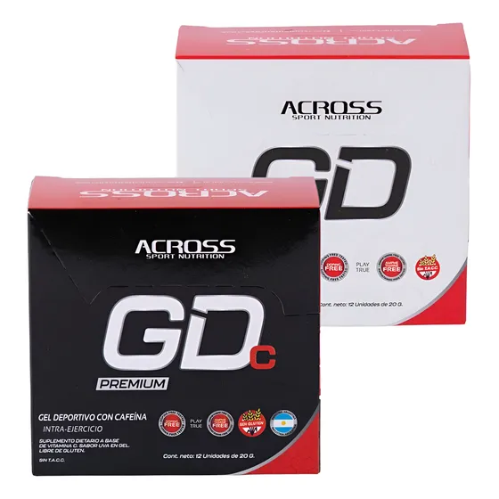 Kit 2 Cajas Gel Deportivo Con Y Sin Cafeína Across 12 U
