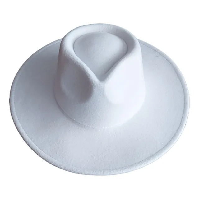 Chapeu Fedora Aba Grande Branco Feminino Masculino Clássico 