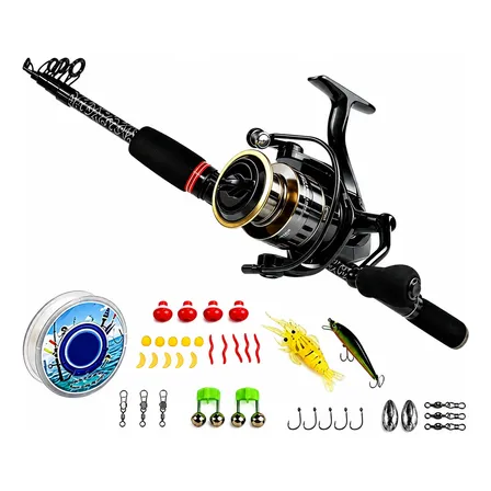 Conjunto De Carretilha De Pesca Com Vara De 1,6 M Preto-2000 Direito/esquerdo