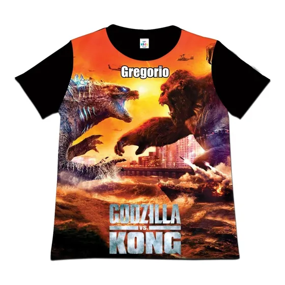 Franela Camisa Niño Godzilla Vs Kong En Poliester