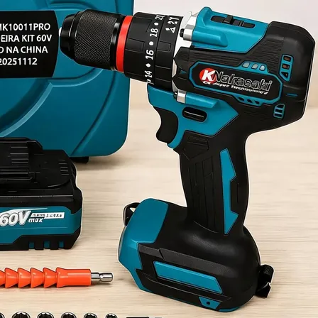 Furadeira Parafusadeira Impacto 60v Brushless Maleta Azul-petróleo 127/220v 50/60hz