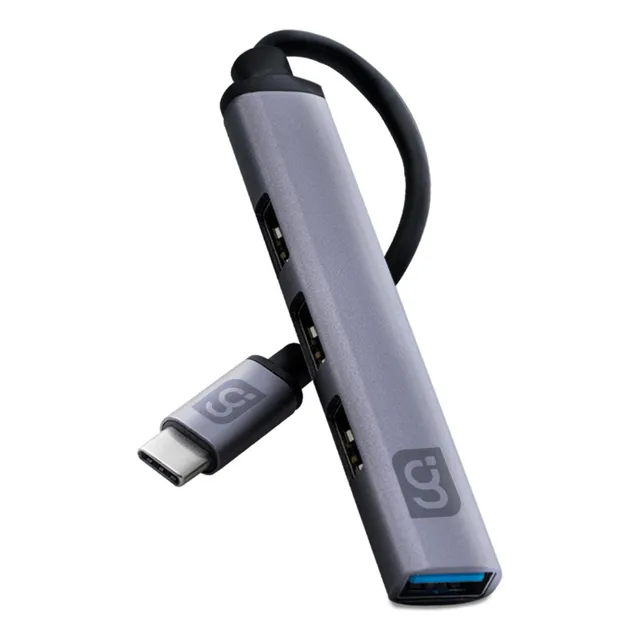 Hub Usb 3.0 De 4 Puertos Entrada Tipo C, Plata 18-3512