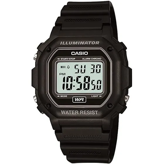 Reloj Casio Retro F108 Negro Mate Alarma Luz Led Cronometro