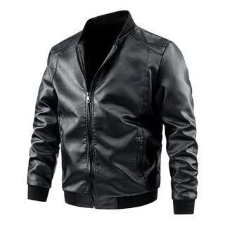 Jaqueta Masculina De Couro Pu Tamanho Grande Com Jaqueta Masculina De Couro Pu Tamanho Grande Com