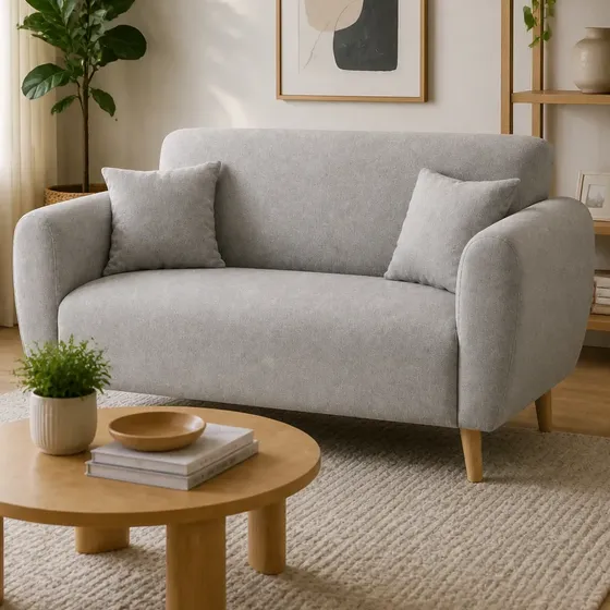 Sillón Sofá 2 Cuerpos Nórdico Elite Sofia Patas Madera