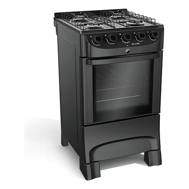 Fogão Mueller Preto Fosco 4 Bocas Mesa Esmaltada Mfi4bc 110V/220V