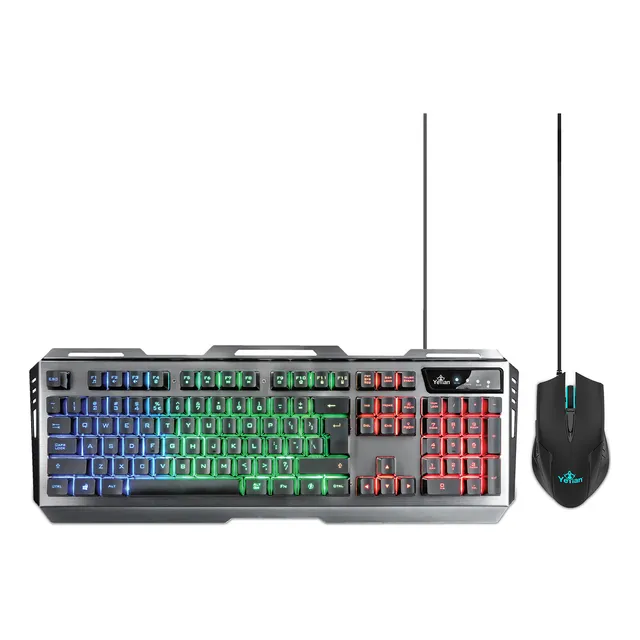 Kit Gamer Teclado Y Mouse Yeyian Phoenix 3000, Retroiluminaciones RGB, Español, 105 Teclas, Negro, YKP-2070