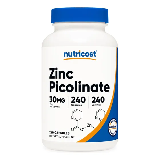 Suplemento Nutricost Picolinato De Zinc 30 Mg 240 Cápsulas