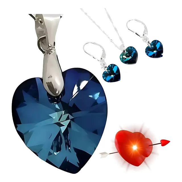 Conjunto Collar Y Aros Corazón Plata 925 Precioso Único!!!