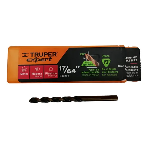 Mecha Broca Metal, Madera, Plástico 17/64 Marca Truper X1und