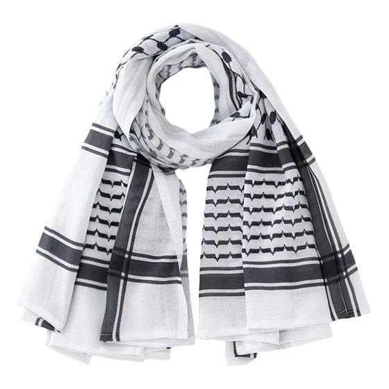 Bufanda Palestina Con Estampado Cuadrado De Keffiyeh En Blan