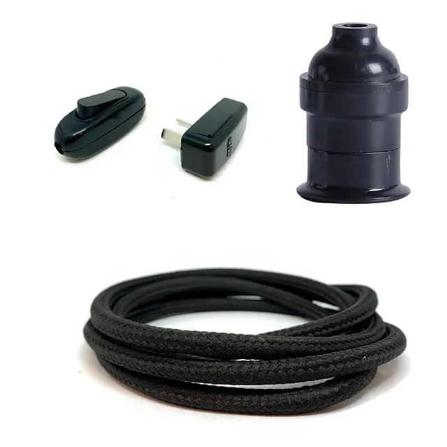 Kit Tecla + Perilla + Portalamparas + Cable Textil 