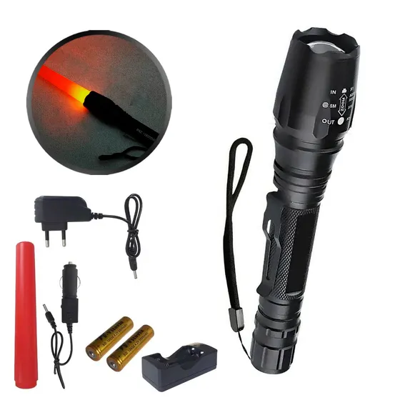 Lanterna Tatica Recarregável Militar Led Com Zoom Potente