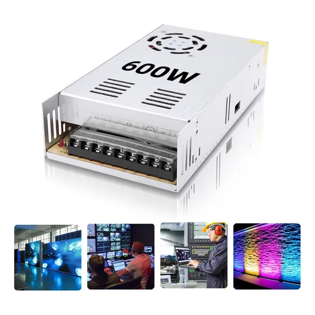 Time4buy Dc 12 V 50 A 600 W Adaptador De Fuente Alimentación Interruptor Transformador Ac 110 V / 220 V Cc 12 V 20 Amperios Convertidor Conmutación Led Driver Para Tira De Luz Led Cctv Cámara Sistema