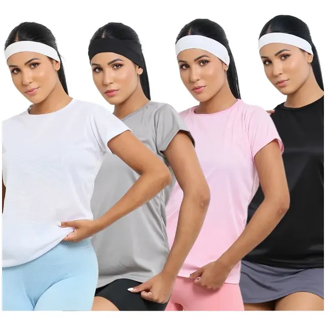 Kit 4* Blusas Feminina Fitness Dry Fit Camiseta Academia Moda