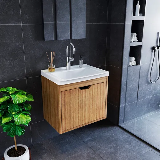 Mueble De Baño Con Lavamanos Graz Almendra