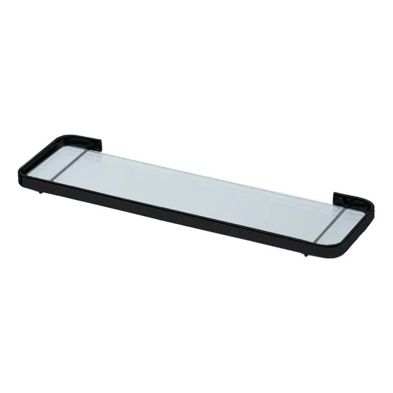 Repisa Estante Con Vidrio Baño Negro Mate Premium