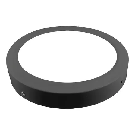 Foco Panel Led Plafon Redondo Negro Sobrepuesto 12w Estructura Negro Blanco Neutro 4000 °K