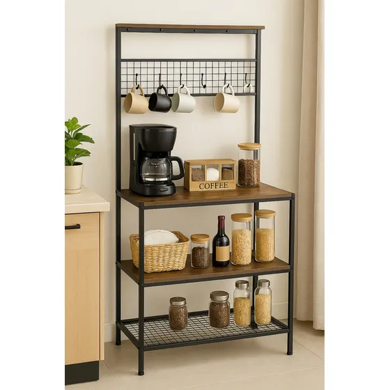 Armario De Almacenamiento Con Soporte Para Microondas Keyon Color Marrón
