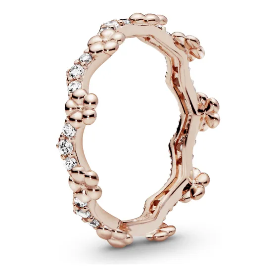 Anel Pandora Tiara De Flores Em Ouro Rose