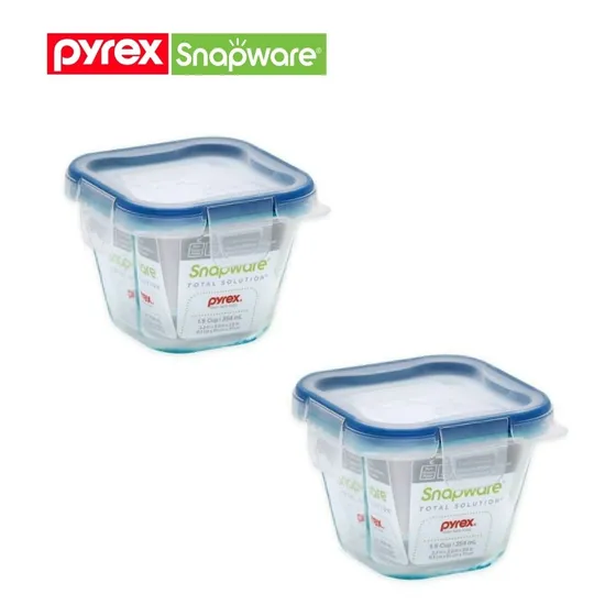 Set Fuente Vidrio (2) Pyrex Antiderrame 354 Ml Made In Usa 