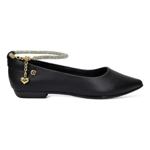 Sapatilha Sapatilha Fem Com Tornozeleira Em Strass Bico Fino